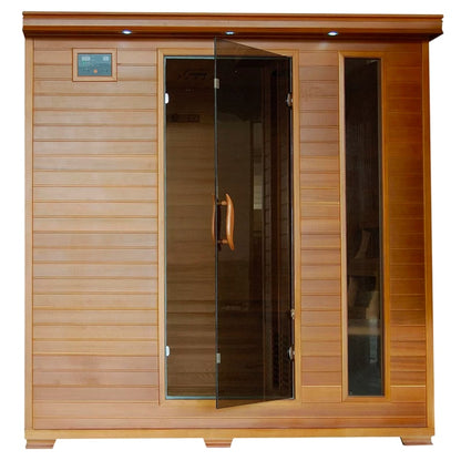 Infrared Sauna Built for Deep Heat Therapy, 6-Person Cedar, 10 Carbon Heaters, Ultra-Low EMF Design