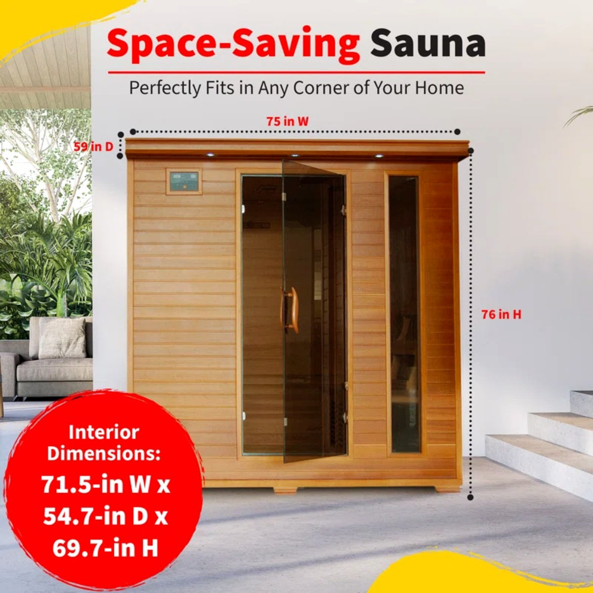 Infrared Sauna Built for Deep Heat Therapy, 6-Person Cedar, 10 Carbon Heaters, Ultra-Low EMF Design