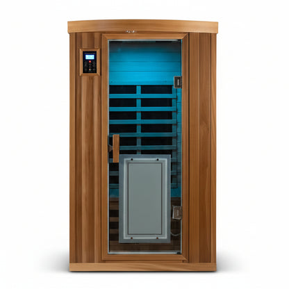 Home Sauna Far Infrared Sauna 1 Person plus Low-Emf Natural Red Cedar Indoor Sauna Spa, 1510W Infrared Sauna for Home, 8 Low Electromagnetic Field Heaters, 2 Bluetooth Speakers, 1 LED Reading Lamp — product view 4