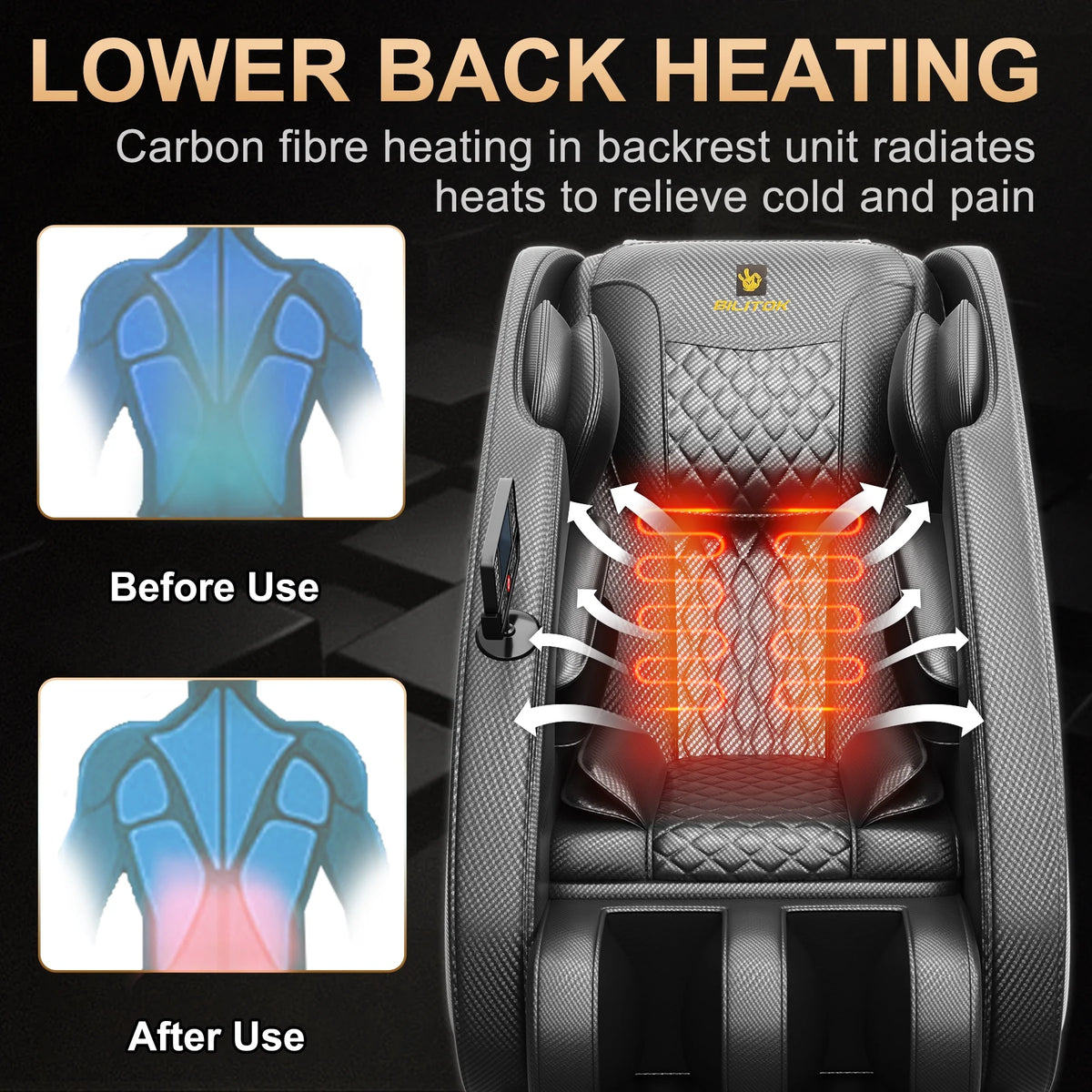 Massage Chair Neck Massager with Zero Gravity Heating Bluetooth Functions (Black) — product view 2