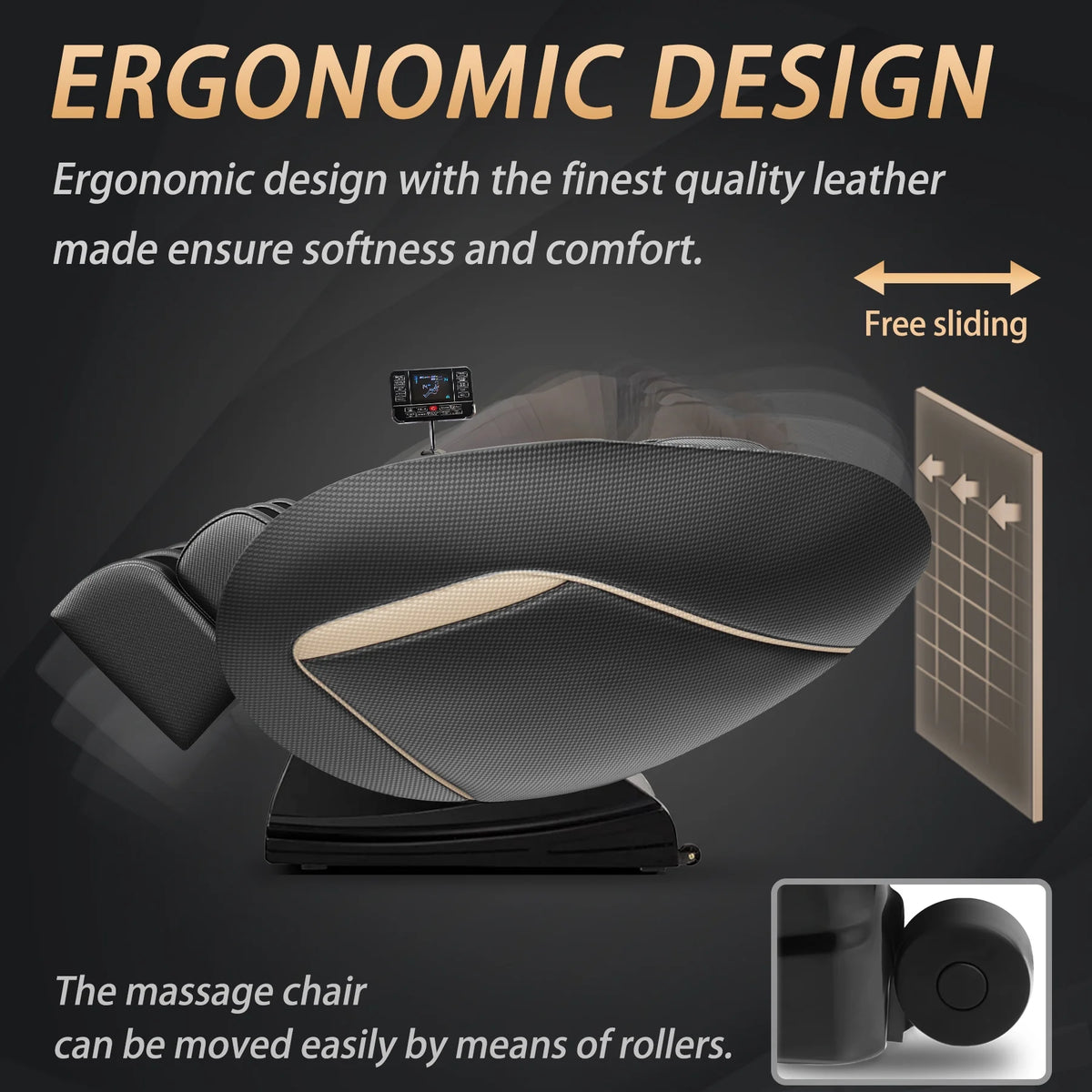 Massage Chair Neck Massager with Zero Gravity Heating Bluetooth Functions (Black) — product view 5