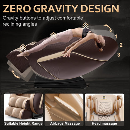 Massage Chair with Zero Gravity Heating and Bluetooth Functions Easy to Use at Home (Brown) — product view 4