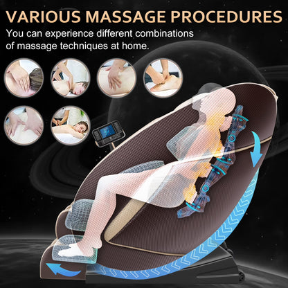 Massage Chair with Zero Gravity Heating and Bluetooth Functions Easy to Use at Home (Brown) — product view 5