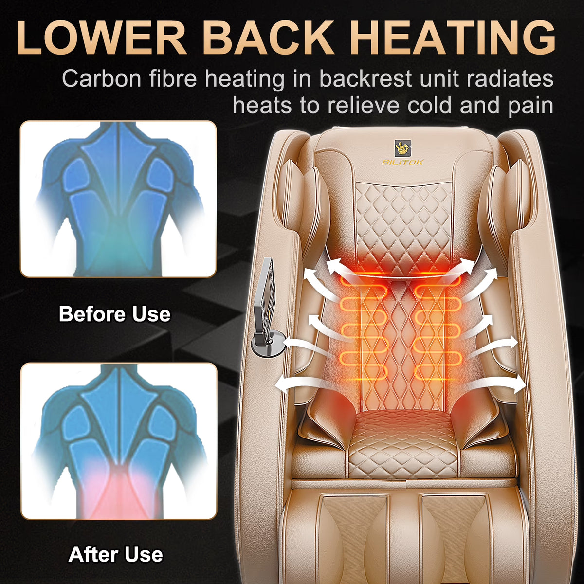 Massage Chair with Zero Gravity Heating and Bluetooth Functions Easy to Use at Home (Brown) — product view 7
