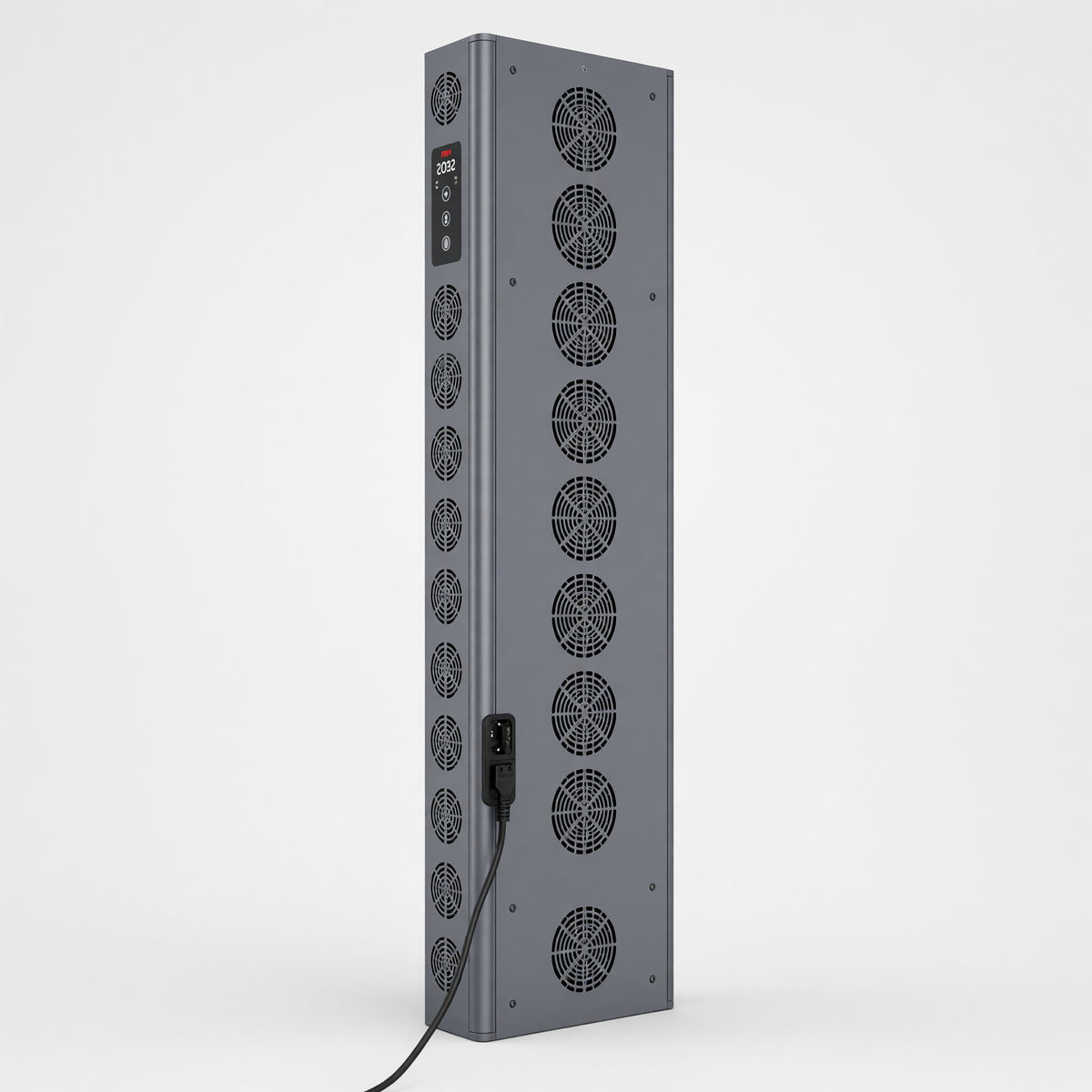 Back of the PRO1500 panel showing cooling fans, controls and power inlet