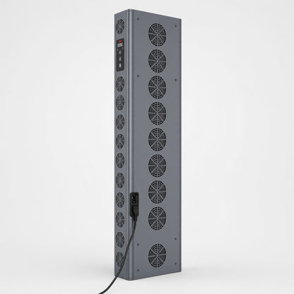 Back of the PRO1500 panel showing cooling fans, controls and power inlet