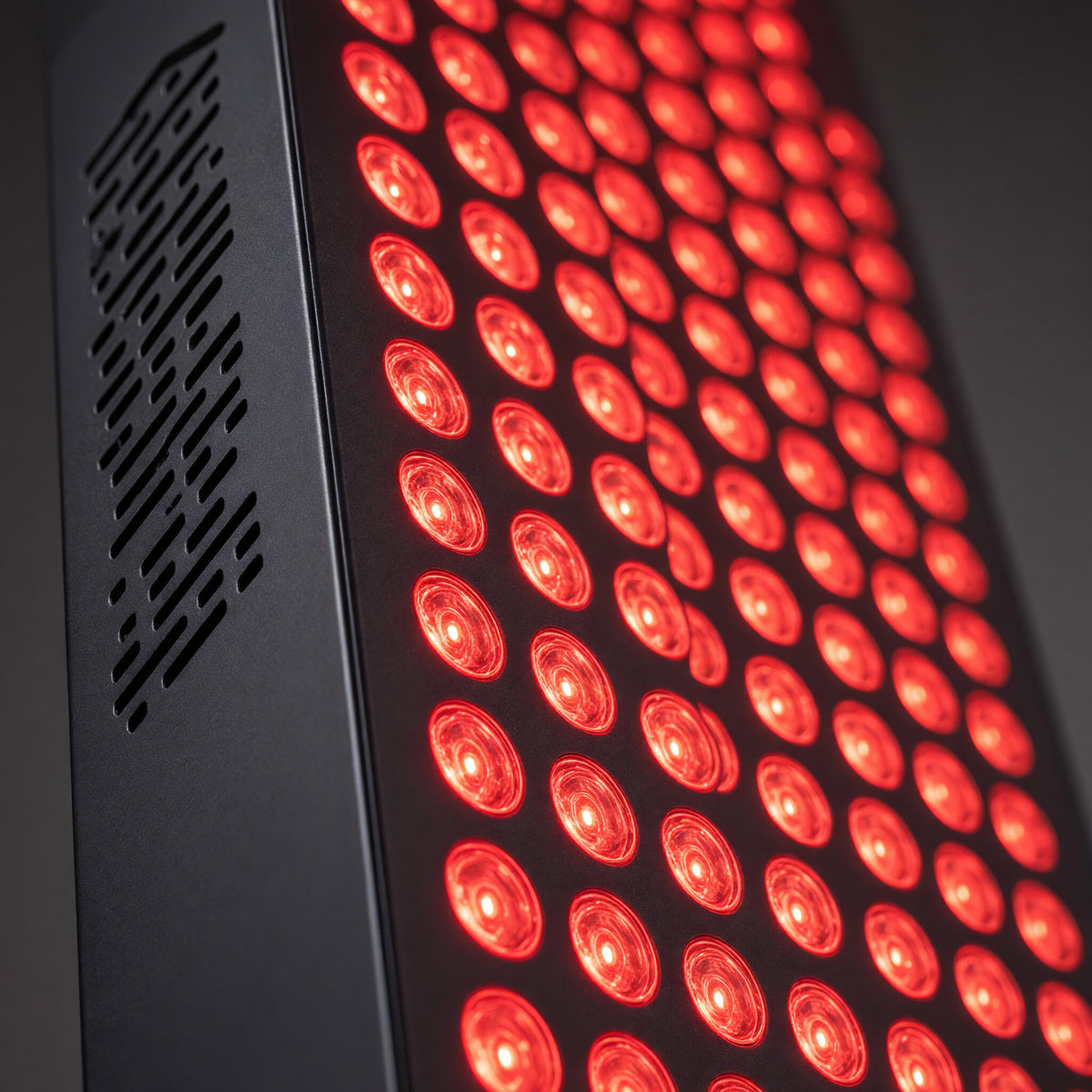 Close-up of the ULTRA1500 LED grid, lit red