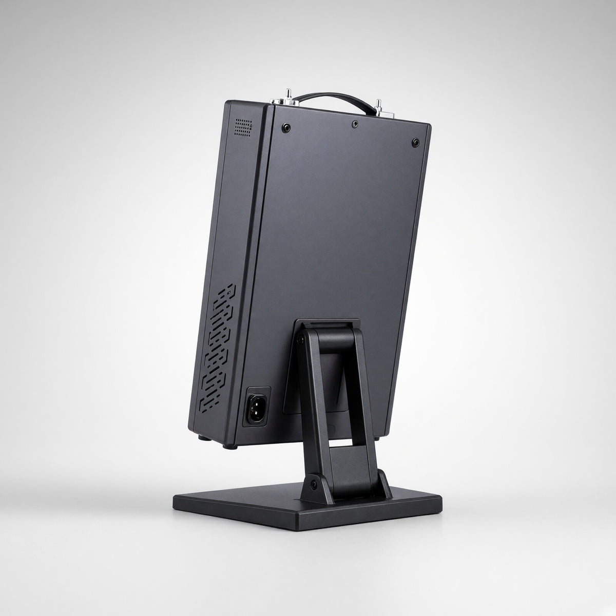 Back of the ULTRA360 showing the carrying handle and tilting stand